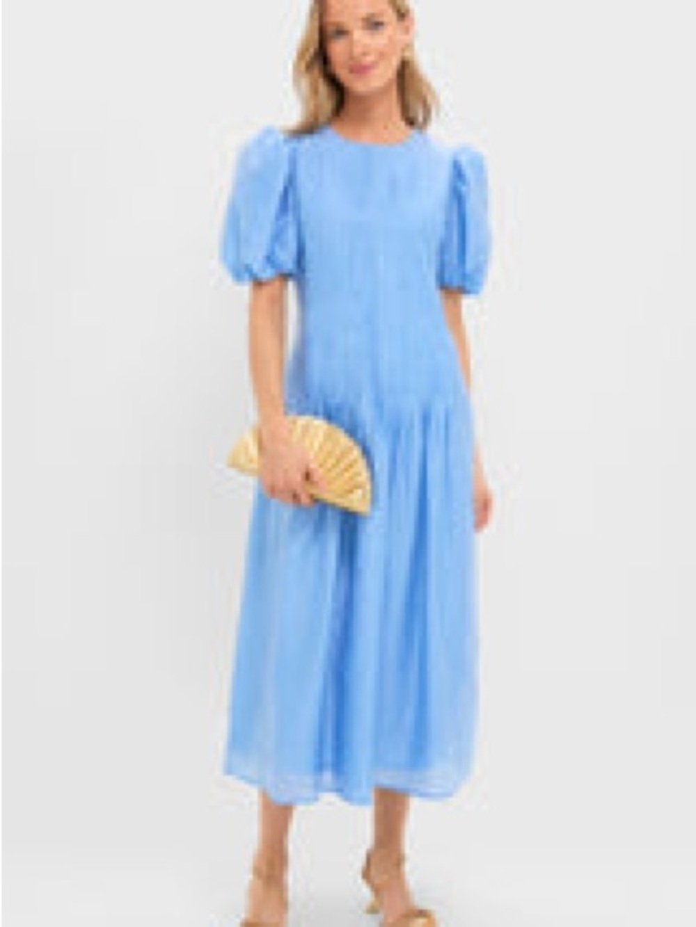 Tuckernuck Light Blue Puff-Sleeve Midi Dress XS